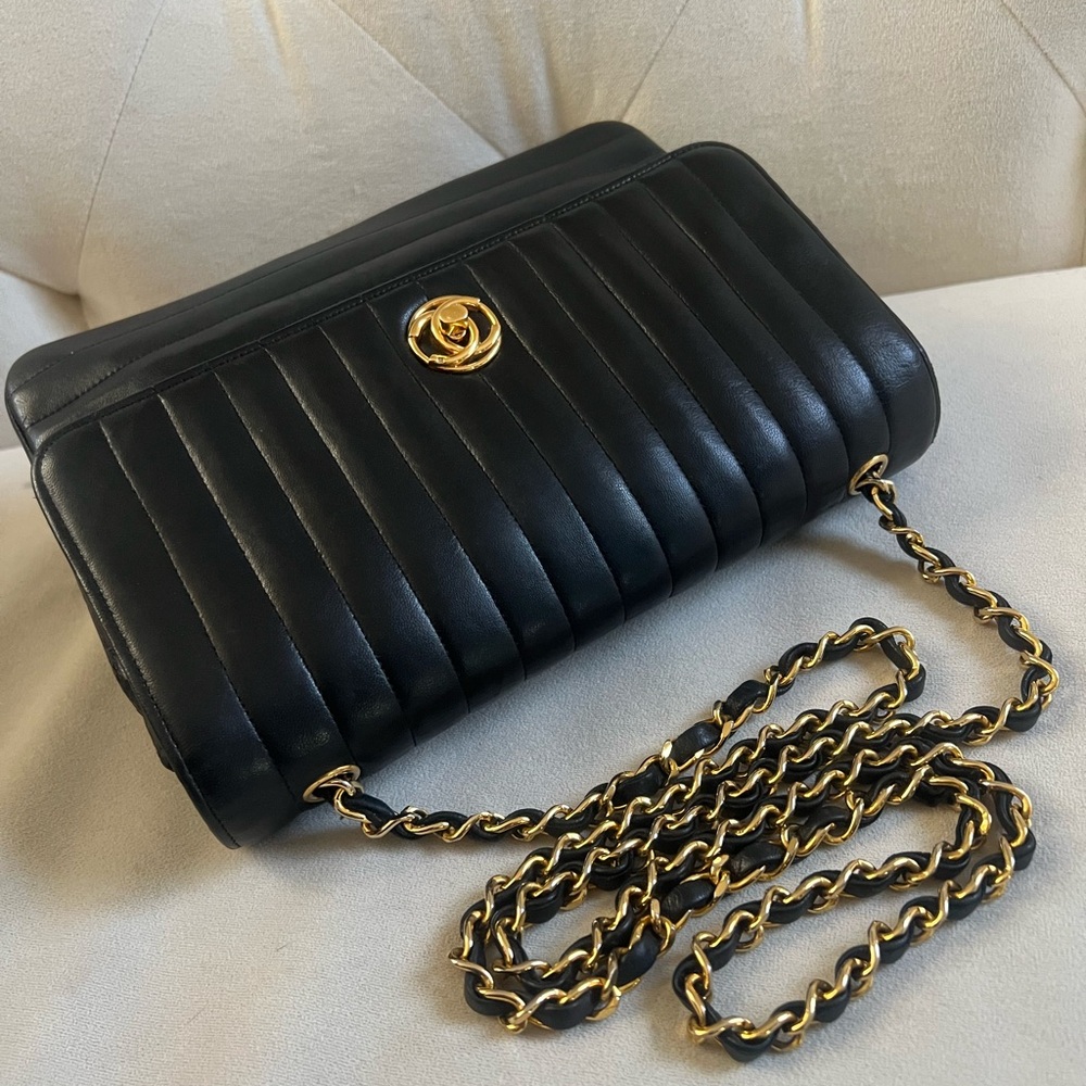 Chanel mademoiselle Lambskin 24k Gold Plated hardware Flap - Picture 4 of 14